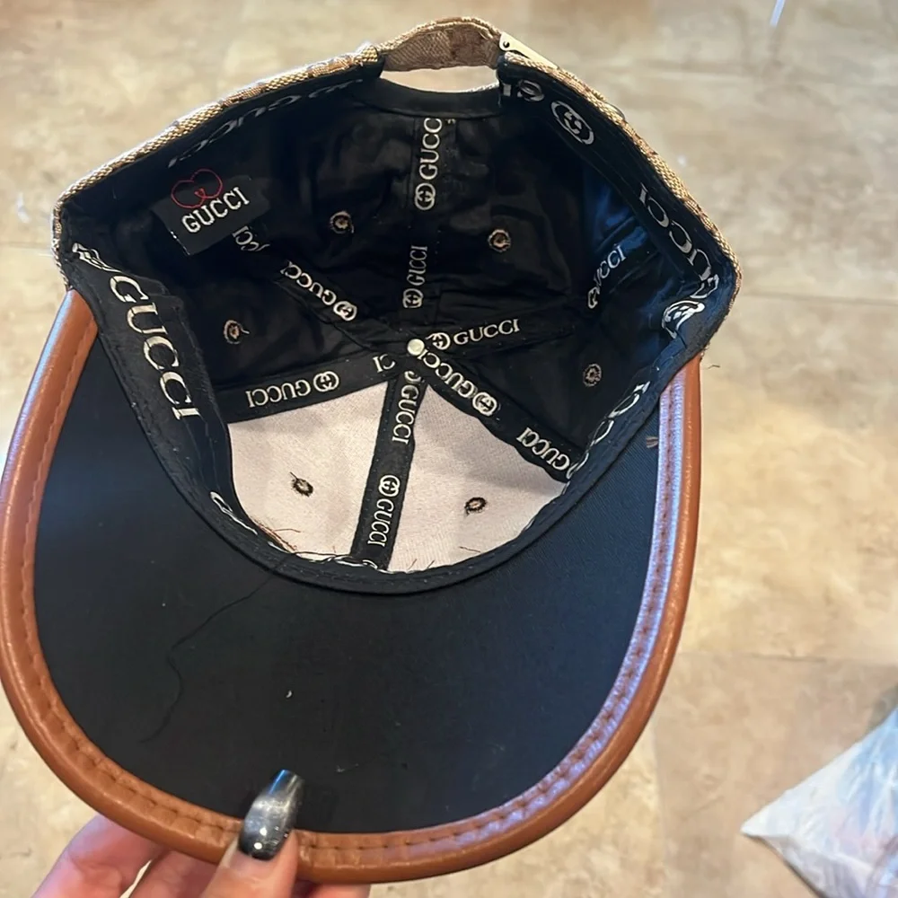 Gucci Beige Brown Logo Monogram Baseball Cap - Picture 2 of 2